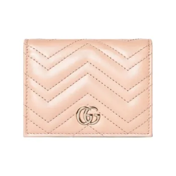 GUCCI Leather Wallet Mini Women's Light Pink