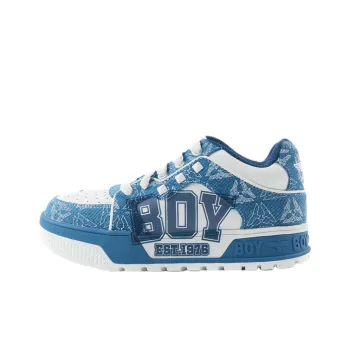 Boy London Abrasion Resistant Low Top Skateboard Shoes Unisex Navy Blue/Blue/White