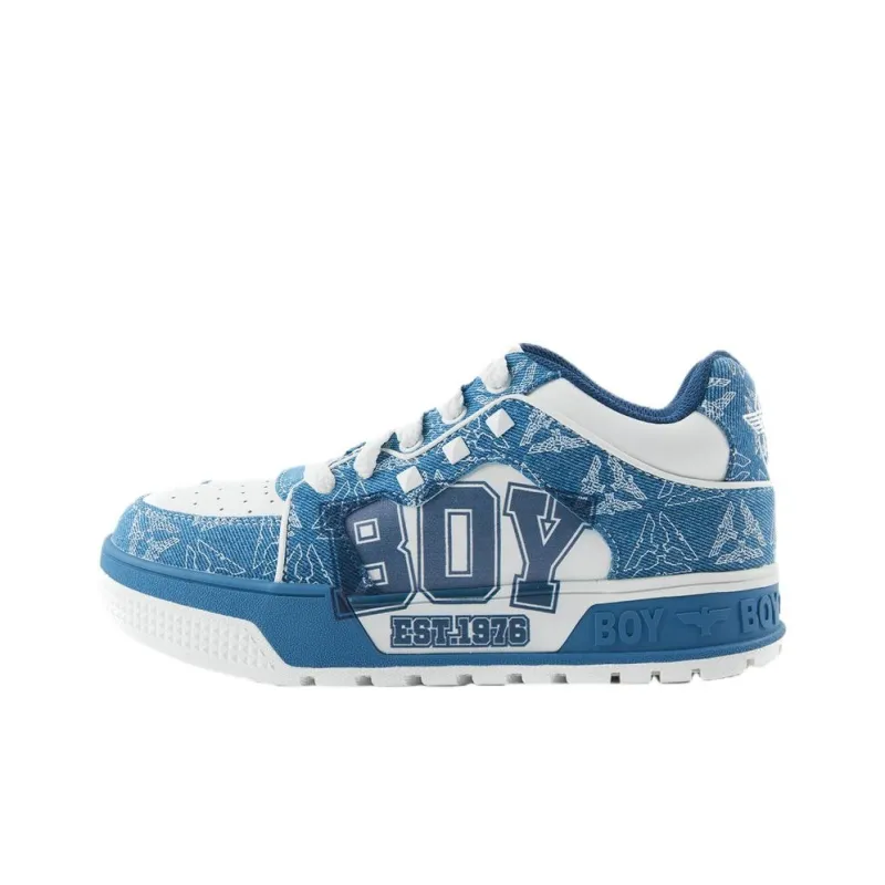 Boy London Abrasion Resistant Low Top Skateboard Shoes Unisex Navy Blue/Blue/White-0