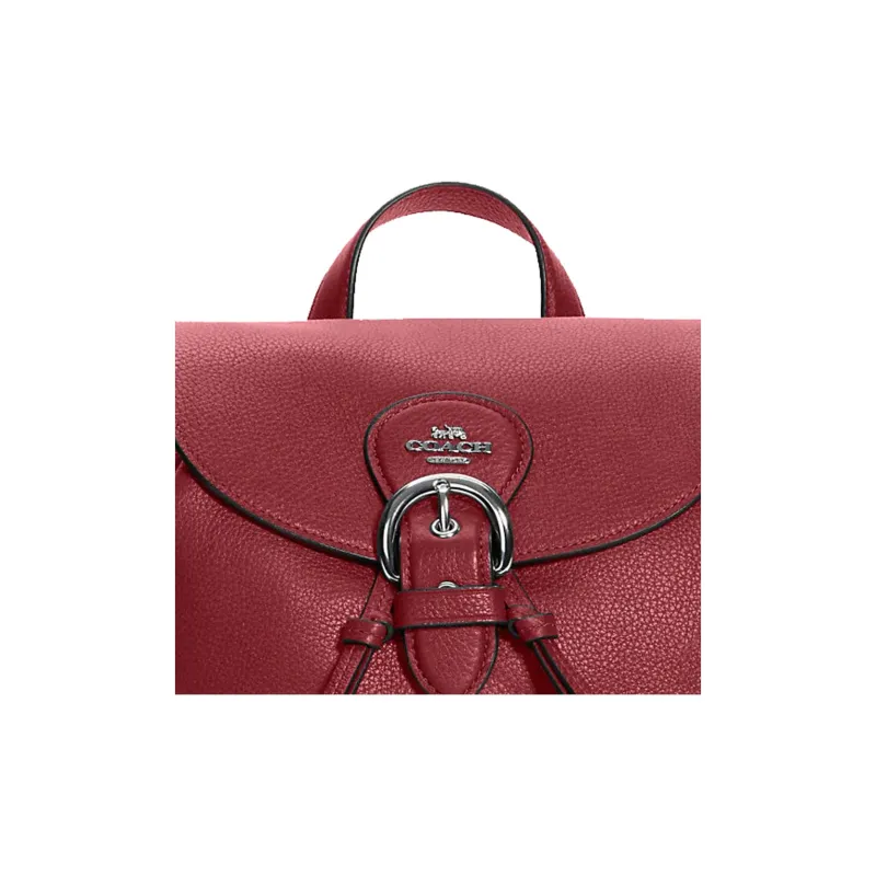COACH Kleo Leather Backpack Medium Size Women's Cherry Red-3
