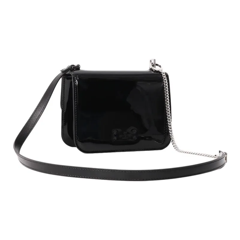 Valentino Vlogo Patent Leather Crossbody Bag, Shoulder Bag Women's Black-1