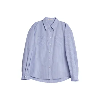 Mambe Shirts Women's Blue White Stripes