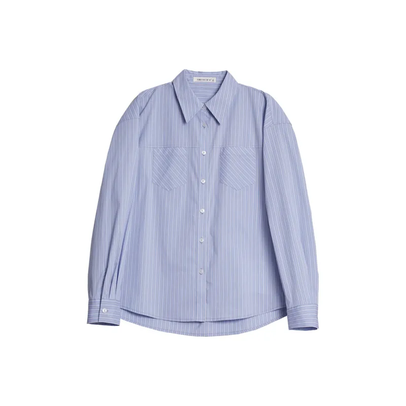 Mambe Shirts Women's Blue White Stripes-0