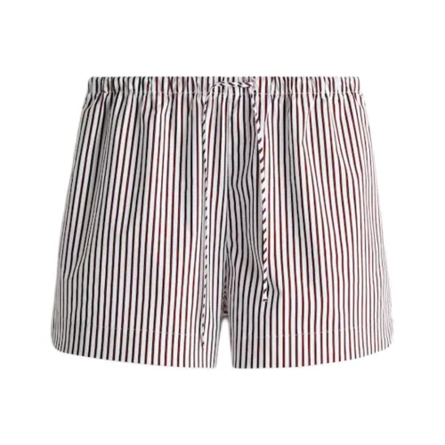 H&M Casual Shorts Women's White/Dark Brown Stripes