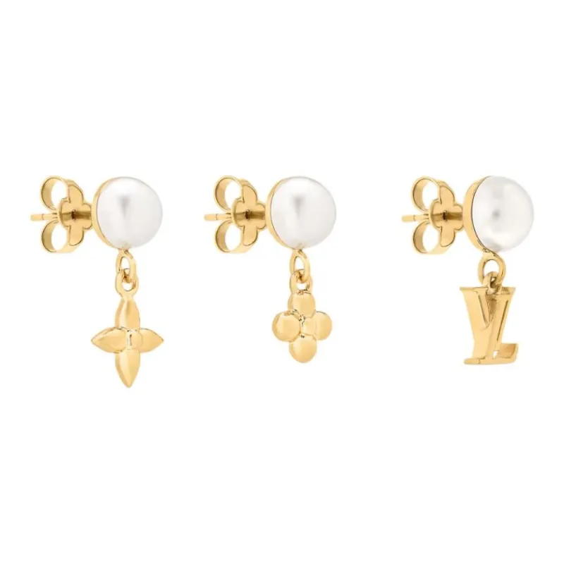 LOUIS VUITTON Metal, Resin Earrings Women's Gold-1