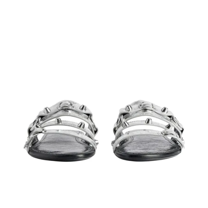Balenciaga Slide Slippers Women's Silver-3