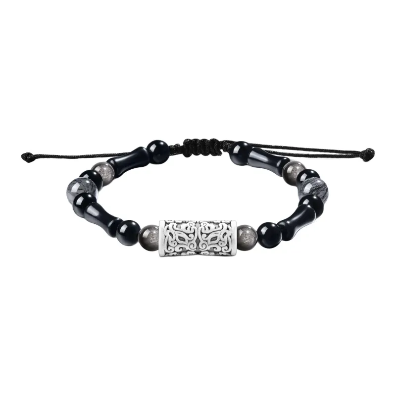 WEITIANXUAN Obsidian Bracelets Men's-0