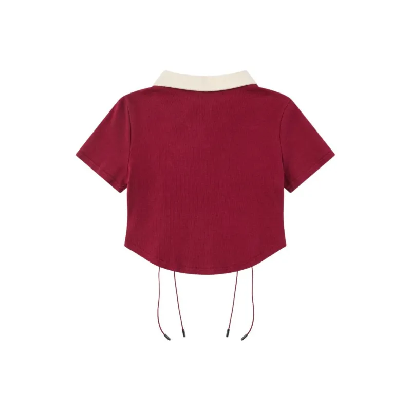DOKZB T Shirts Women's Burgundy-1