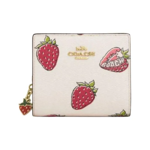 COACH Snap Wallet Coated Canvas Bag Wallet Mini Women's Chalk & Multicolor