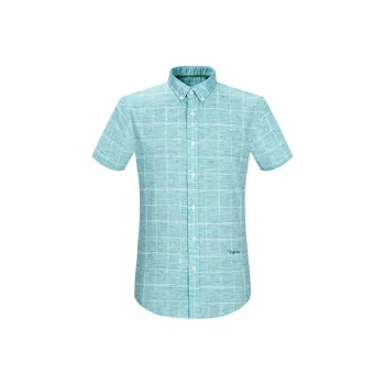 ARTSDON Shirts Men Light Green Plaid