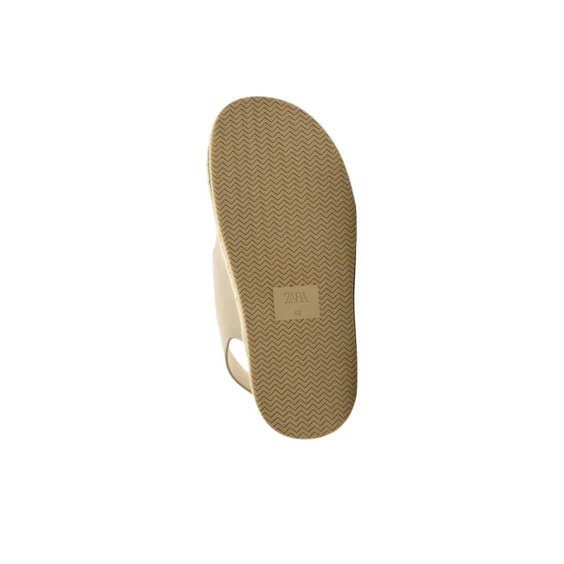 ZARA One Strap Sandals Men's Light Beige Yellow-3