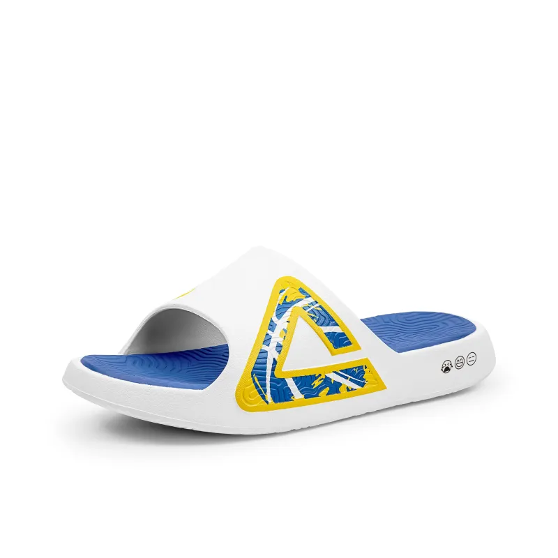 PEAK Tai Ji1.0 Quiet Slip Resistant Abrasion Resistant Slide Slippers Unisex Yellow Blue Mismatched-4