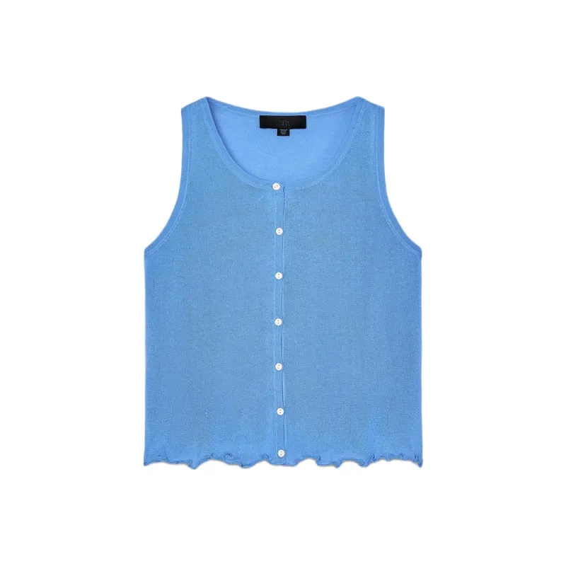 ZARA Tank Tops Women's Blue-0