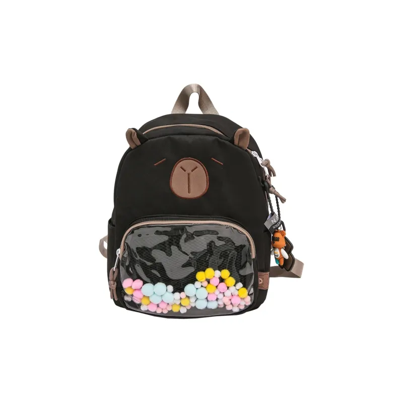 Meow In The Grass Nylon With PVC Backpack Unisex Black/White/Light Khaki/Dark Khaki/Blue-0
