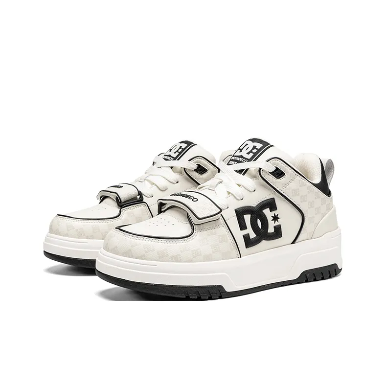 DC Shoes CAMPUS CAS Anti Slip Wear Resistant Low Top Brother's Skateboard Shoes Women's Monogram White Gray-2