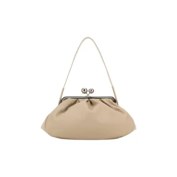 MaxMara Leather Shoulder Bag Women's Natural