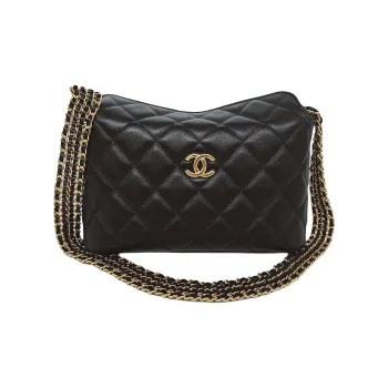 CHANEL Shiny Lambskin Crossbody Bag, Shoulder Bag Women's Black