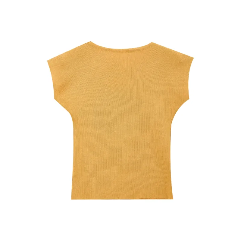 SUSANSAN Thin Super Stylish Knitted Fabric Short Sleeved 2025 Women's-1