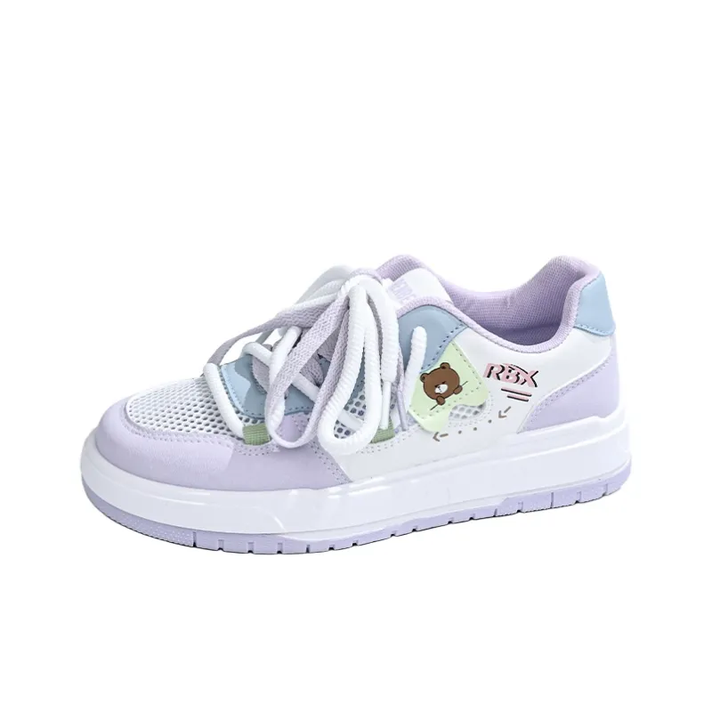 RENBEN Lightweight And Breathable Low Top Skateboard Shoes Women's White Purple-1