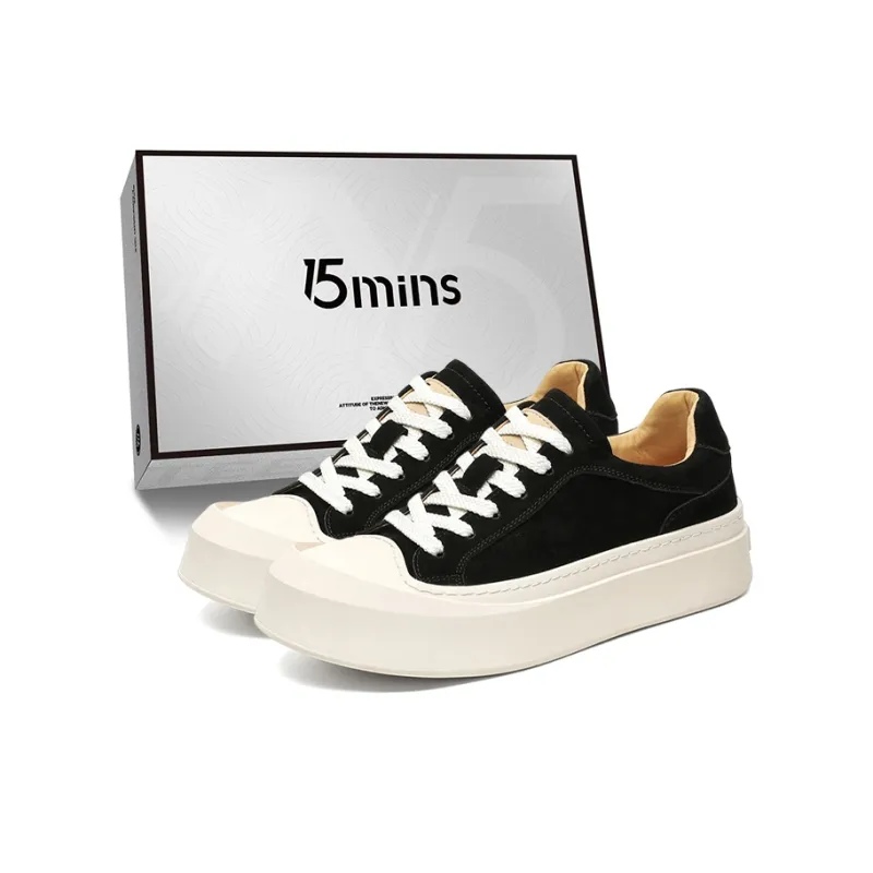15 MINS Low Top Skateboard Shoes Men's Black-1