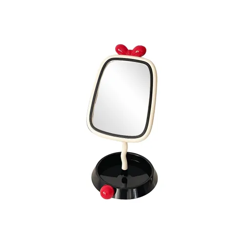 Gentle Welcome Cream Style Makeup Mirror Desktop Small Mirror, Cute HD Portable Travel Dormitory Make Up Mirrors