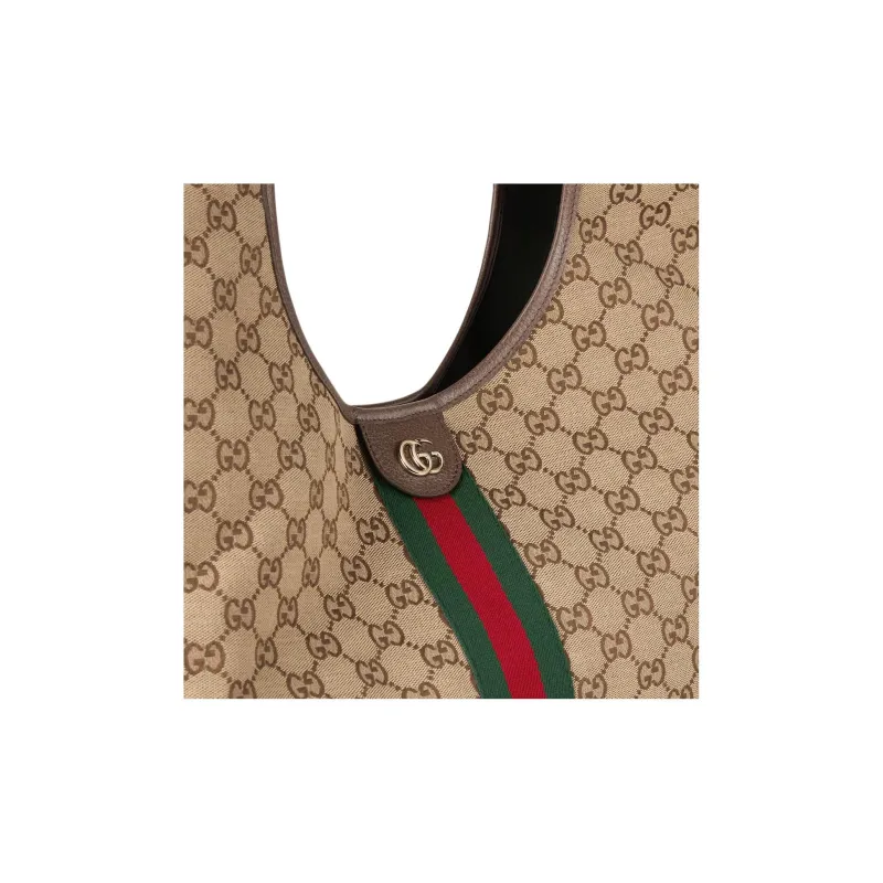 GUCCI GG Canvas Bag, Tote Bag, Shopping Bag, Shoulder Bag, Handbag Tubas Women's Beige & Dark Brown-6