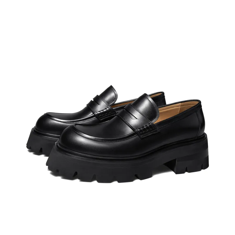 THOM WILLS British Style Casual Versatile Slip on Loafers Men's Black-1