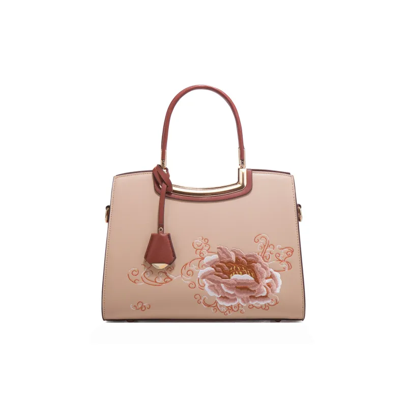 NOMK PU Tote Shoulder Bag, Crossbody Bag, Handbag Women's Blue/Burgundy/Apricot-8