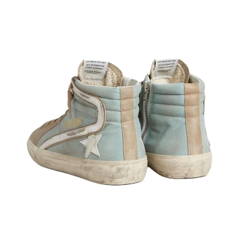 Golden Goose Slide High Top Skateboard Shoes Men's Blue-2