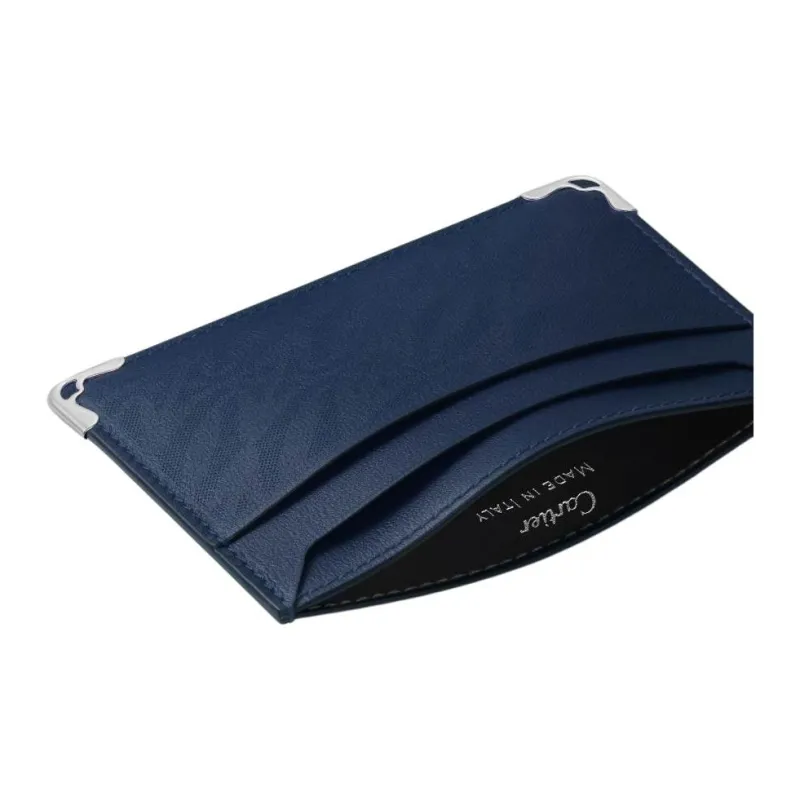 CARTIER Must De Cartier Calfskin Card Holder Men's Marine Blue-1