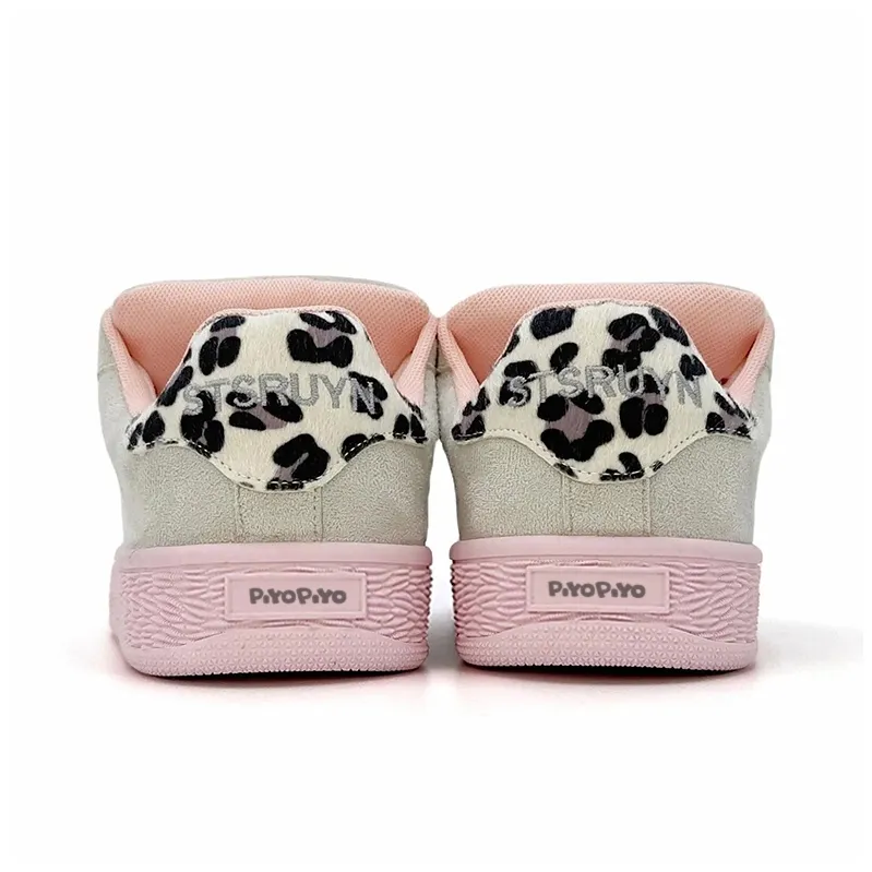 PIYOPIYO Low Top Skateboard Shoes Women's Pink Leopard Print-6