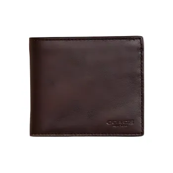 COACH Calfskin Wallet Men's Mahogany Brown