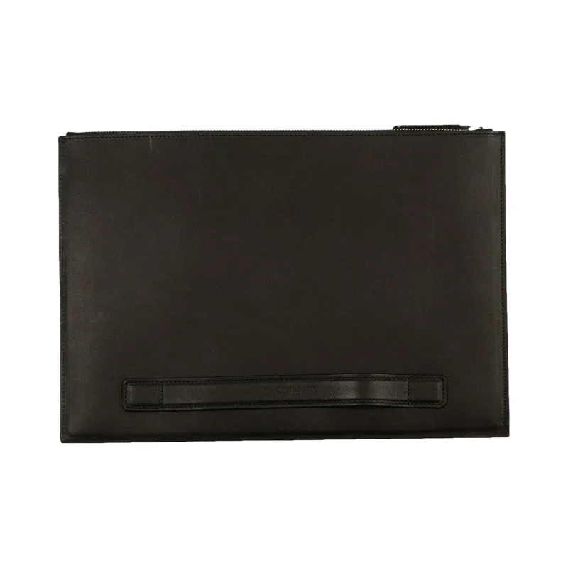 OFF-WHITE Leather Wallet Card Holder Clutch Men's Black-1