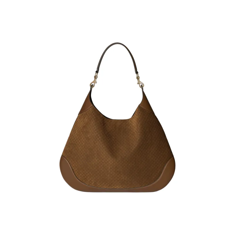 GUCCI Suede Shoulder Bag Tubas Women's Brown-1