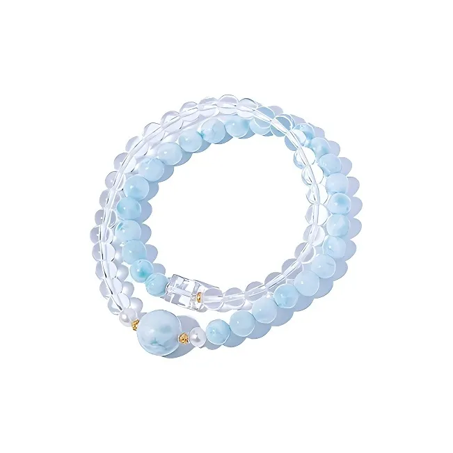 DIESHANG Natural Blue Chalcedony Bracelets Unisex-0