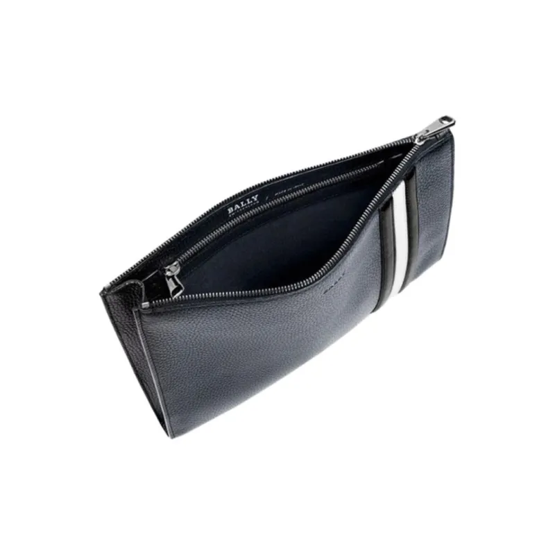 BALLY Cow Leather Clutch Coin Purse Handbag Men's Black-2