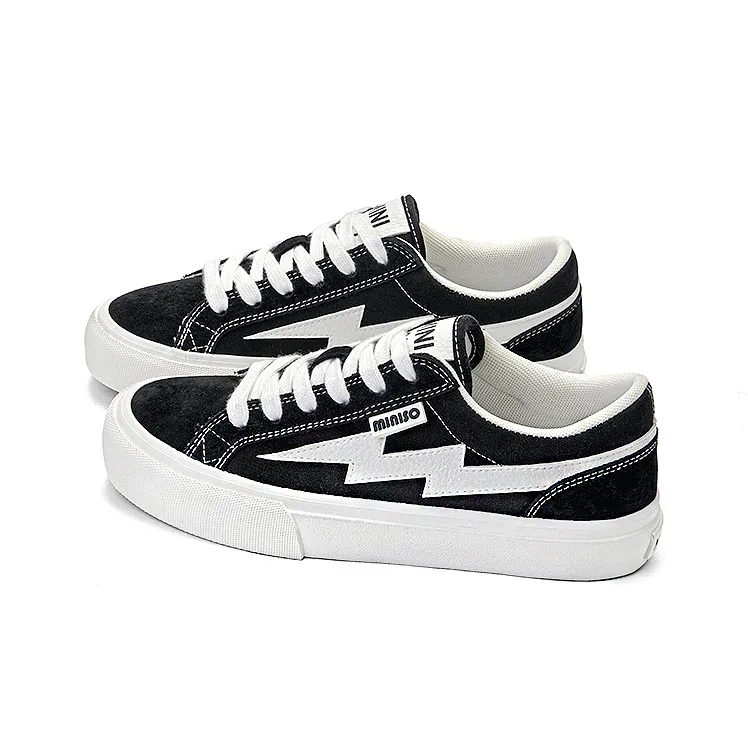 MINISO Low Top Casual Shoes Unisex Black Purple-3