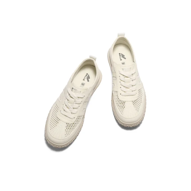 BELLE Casual Shoes Men Low Top Black/White, White-6