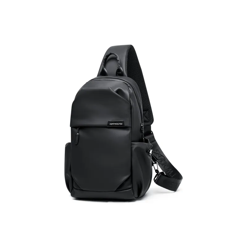 SEPTWOLVES Artificial Leather Commute School And Outings Student Backpack QPL Men's Black-8
