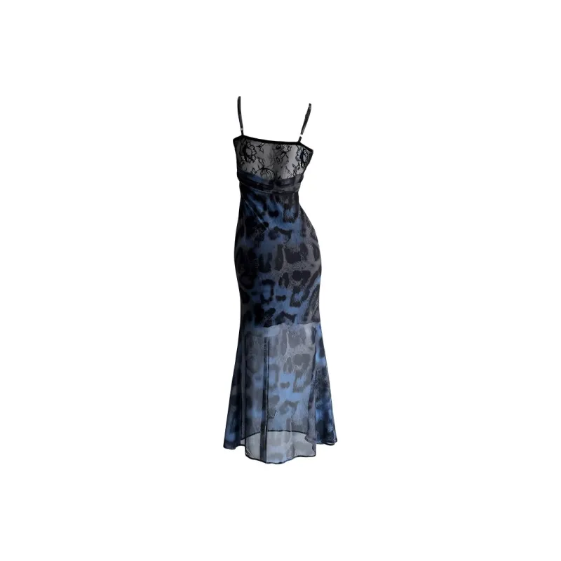 GUOZHEN Slip Dresses Women's Blue-1