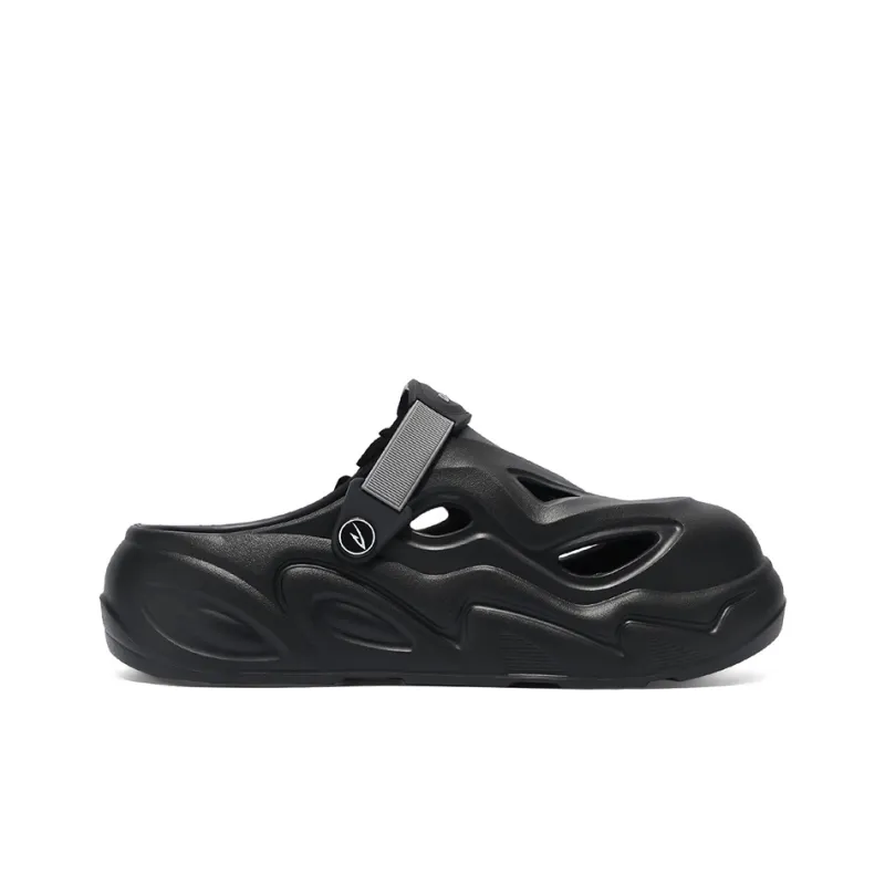 DEERWAY One Strap Sandals 5cm Men's Black Gray-1