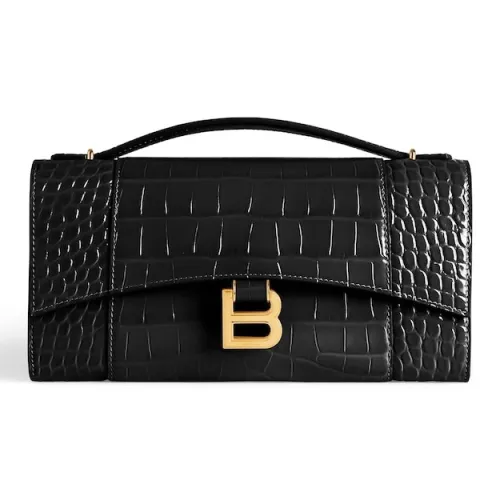 Balenciaga Hourglass Calfskin Shoulder Bag, Crossbody Bag, Handbag Women's Black