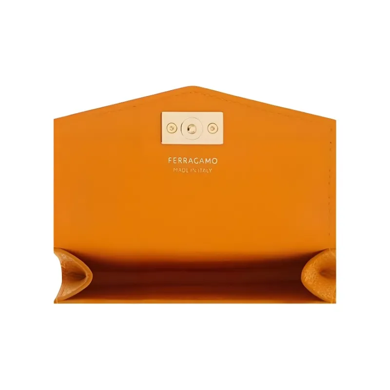 FERRAGAMO Cow Leather Card Holder Women's Ginger Yellow-3