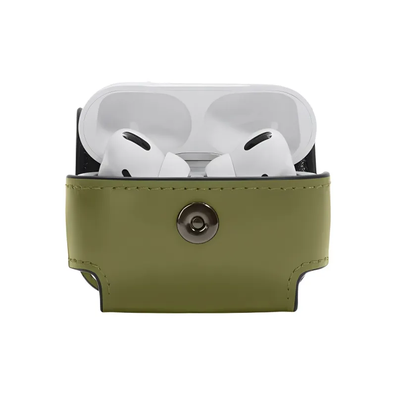 COACH Refined Calfskin AirPods Pro Earphone Case Men's Olive Green-1