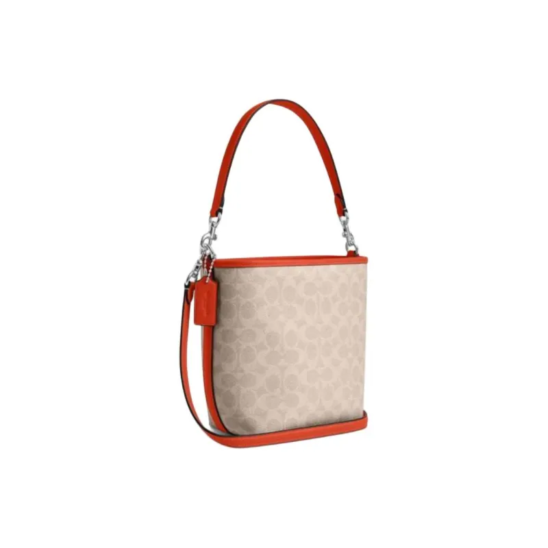 COACH City Coated Canvas Bucket Bag, Shoulder Bag Trumpets Women's Sand & Orange-1