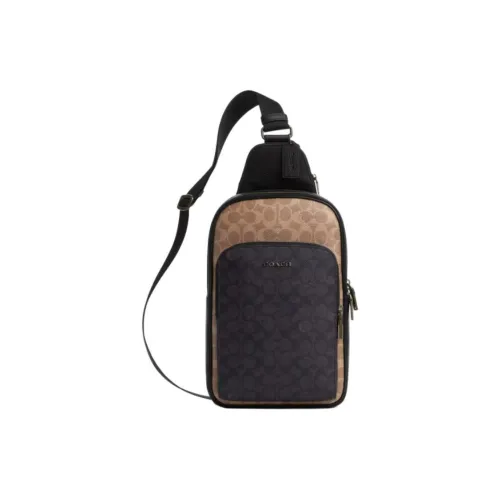 COACH ETHAN Canvas With Leather Sling Bag Regular Men's Brown & Black