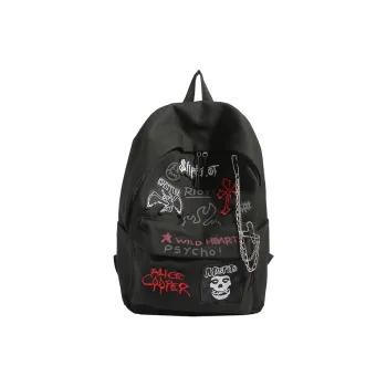 WICKBUEN Canvas Backpack Regular Unisex Black/Burgundy