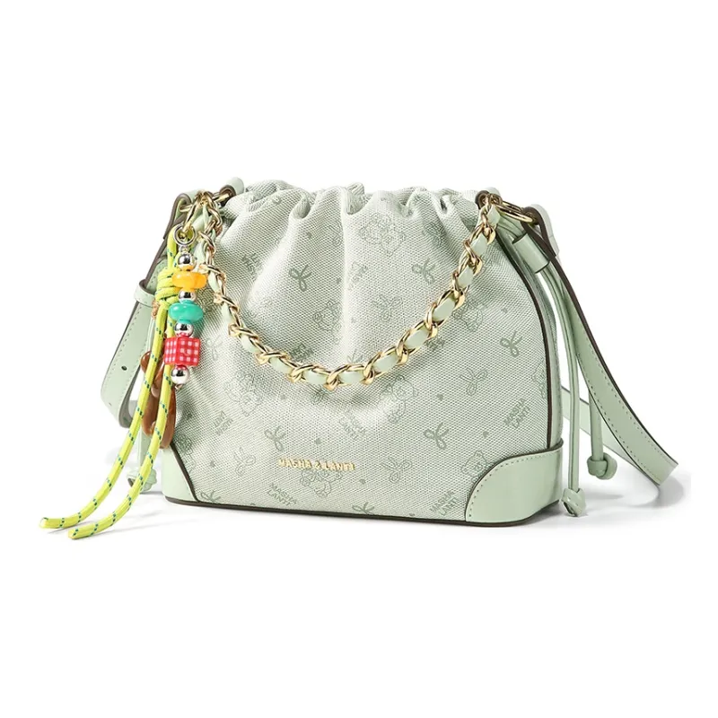 MashaLanti PVC With Synthetic Leather Shoulder Bag Women's Wuzhi Green/Apricot-1