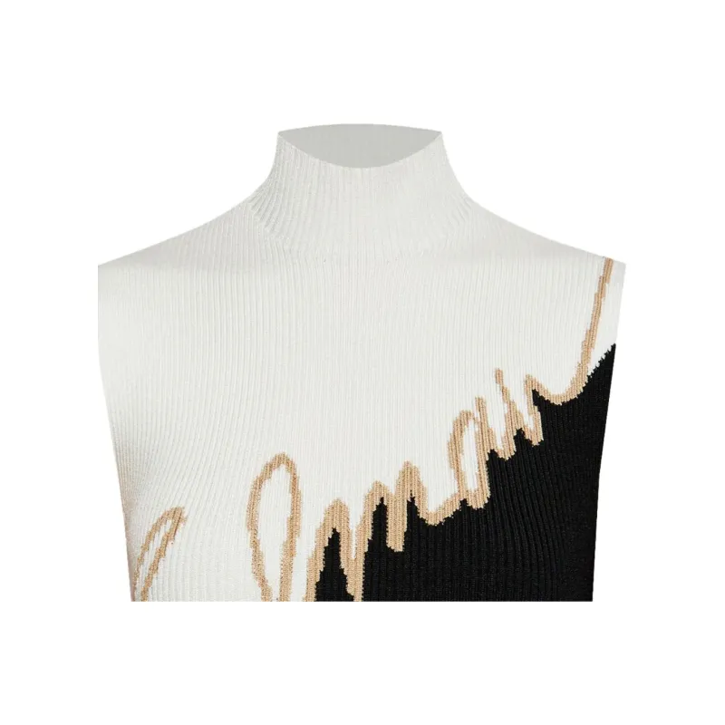 BALMAIN Logo Intarsia Turtleneck Ribbed Top-4