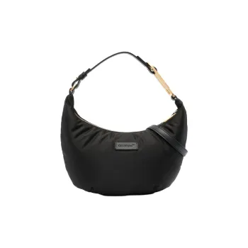 OFF WHITE Nylon Water Dumpling Bag, Underarm Bag, Hobo Bag, Shoulder Bag, Handbag Mini Women's Black Gold